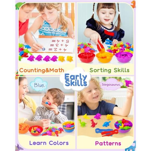 Yetonamr Counting Dinosaurs Montessori Toys for 3 4 5 Years Old Boys Girls, - Picture 3 of 7